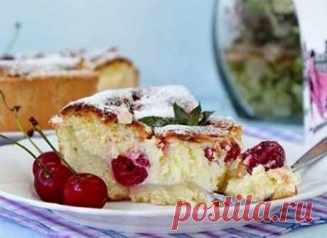 Творожный пирог с вишней | Домашняя кулинария