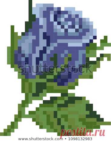 Blue Rose Pixel Art Vector de stock (libre de regalías)1098132983; Shutterstock