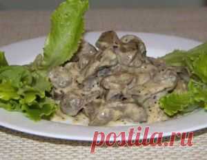 Куриные сердечки с грибами