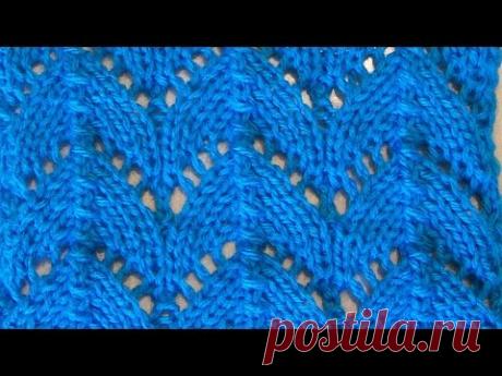 Ажурный узор Вязание спицами Видеоурок 65