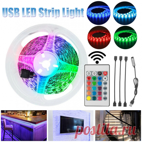 4pcs dc5v usb led strip light 5050 rgb color changing tv backlight kit with 24 key remote control for indoor outdoor Sale - Banggood.com