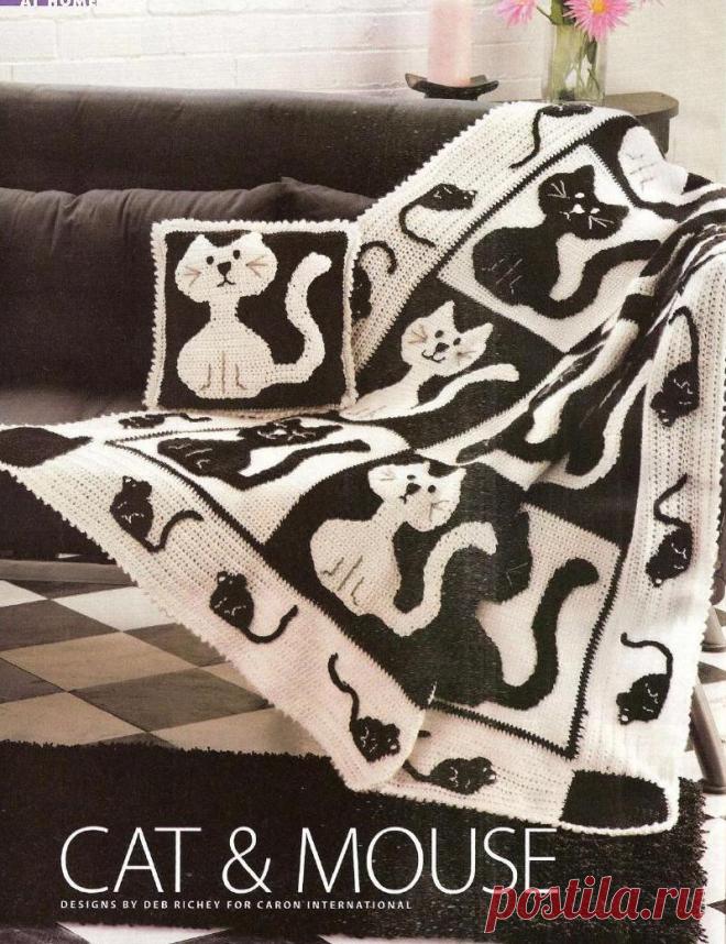 Квадраты для пледа крючком (много).