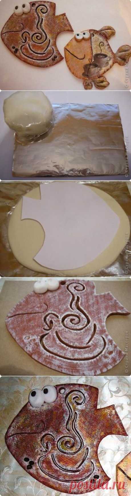 Кофейные рыбы из сол.теста . МК .