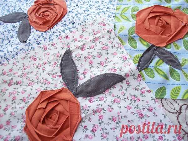 sew a rose out of knit  I'm making a quilt with these little beauties on the blocks and thought I would share the process with you all since it's coming out so pretty (in my opinion). I'm using some knit scrap I have from cutting up some long sleeve knit jerseys my husband wanted converted into short sleeved shirts. He had worn and washed the shirts several times so the knit is so soft! And since I'm having such a love affair with orange right now, the scraps are working p...