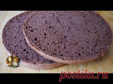 Как приготовить влажный сочный шоколадный бисквит, пошаговый видео рецепт.