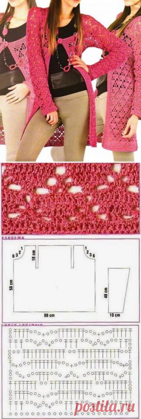 Вязание крючком, схемы: кардиган крючком | Ladiesvenue