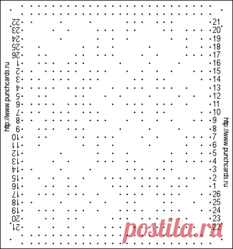Просмотр рисунка перфокарты с раппортом 24 петли, пересчёт на две фонтуры, печать перфокарты