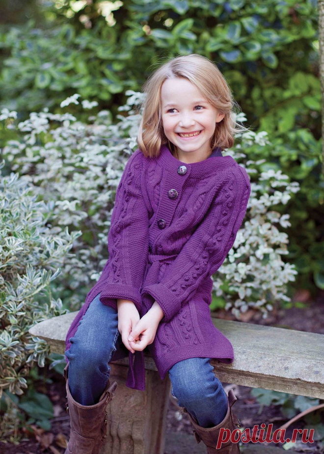 Вязаный кардиган для девочки Ливия (Livia) с узором из объемных кос