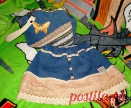 Шьем для девочки юбку и сумочку из ненужных джинсов