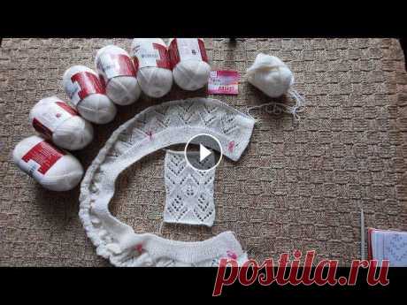 Новый процесс. Ажурная кофта на пуговицах. // Обзор пряжи. Начало процесса.// Пряжа из Троицка ПУШИНКА в 50г./ 225м. Состав пряжи : 50 %- козий пух, 50 %- шерсть. Цвет № 01- белый. Спицы № 2,5 мм....