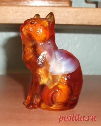 Mosser Sitting Slag Cat Amber or Butterscotch Slag | eBay