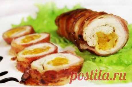 Куриный рулет с сыром и курагой Приятного аппетита!