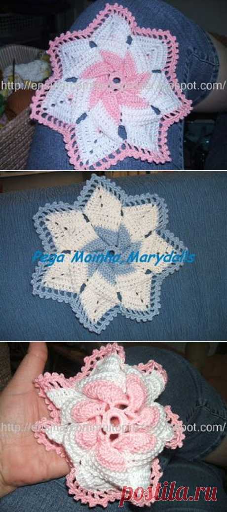 Цветочная салфетка крючком. Мастер класс.