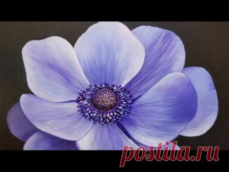 Blue Poppy LIVE Acrylic Painting Tutorial
