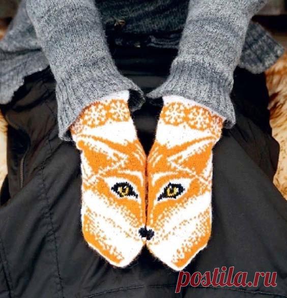 Варежки жаккардом, вяжем спицами