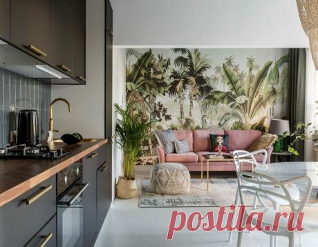 Необычная планировка и джунгли в гостиной: необычный красивый интерьер квартиры площадью 44 м² | Architect Guide | Яндекс Дзен