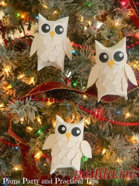 Рождественские ёлочные игрушки в виде сов — Поделки с детьми