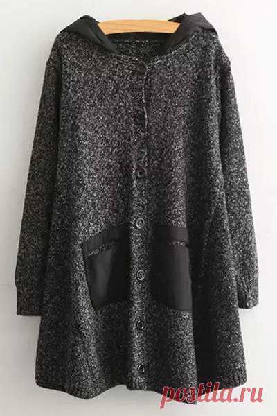 Pockets Patchwork Hooded Long Sleeves Buttons Cardigan GRAY: Sweaters | ZAFUL