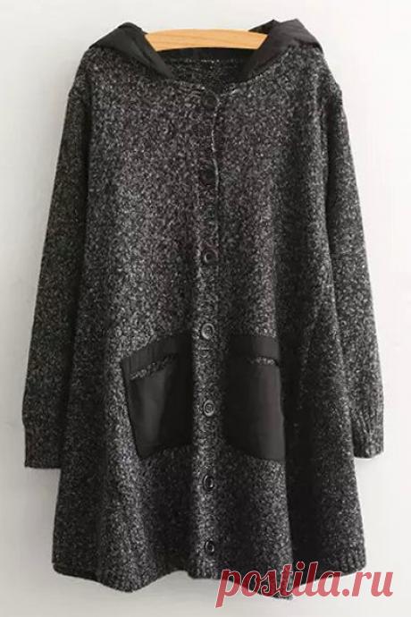 Pockets Patchwork Hooded Long Sleeves Buttons Cardigan GRAY: Sweaters | ZAFUL