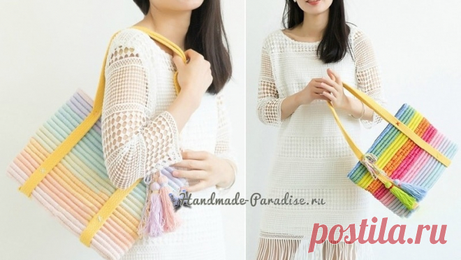 Стильная сумочка крючком из веревки - Handmade-Paradise Стильная сумочка крючком из веревки. Схемы вязания модной сумки для всех любительниц handmade, поклонниц создания эксклюзивных аксессуаров ручной работы.
