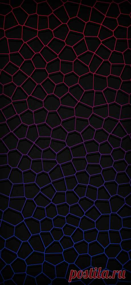 Красно-синий градиент сот на тёмном фоне - HD обои wallpaperio.net