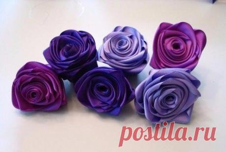 Роза из атласной ленты