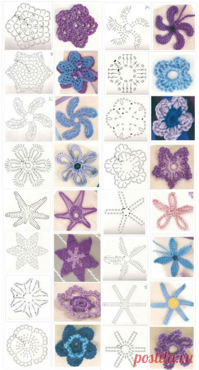 Вязаные цветы крючком - Много идей для вдохновения | Вязание крючком | Дзен