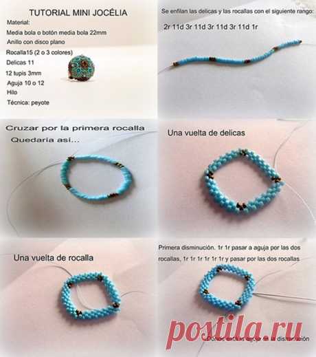 Bueno.... a petición popular y gracias a Merche (El Rincón de Mergar), nos hemos decidido a realizar el tutorial de anillo Mini Jocélia. Destacar la paciencia y la dedicación de Merche, muchas gracias!!!  Ante todo, queríamos compartir lo que mucha gente nos ha solicitado, bien en los comentarios de las fotos como en los e-mails, y sobretodo, y que quede claro que el esquema original pertenece a Rubis63, que muy generosamente ha compartido en su blog. Dicho esto, queda cla...