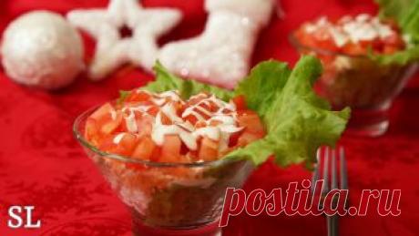 Новогодний салат с красной рыбкой