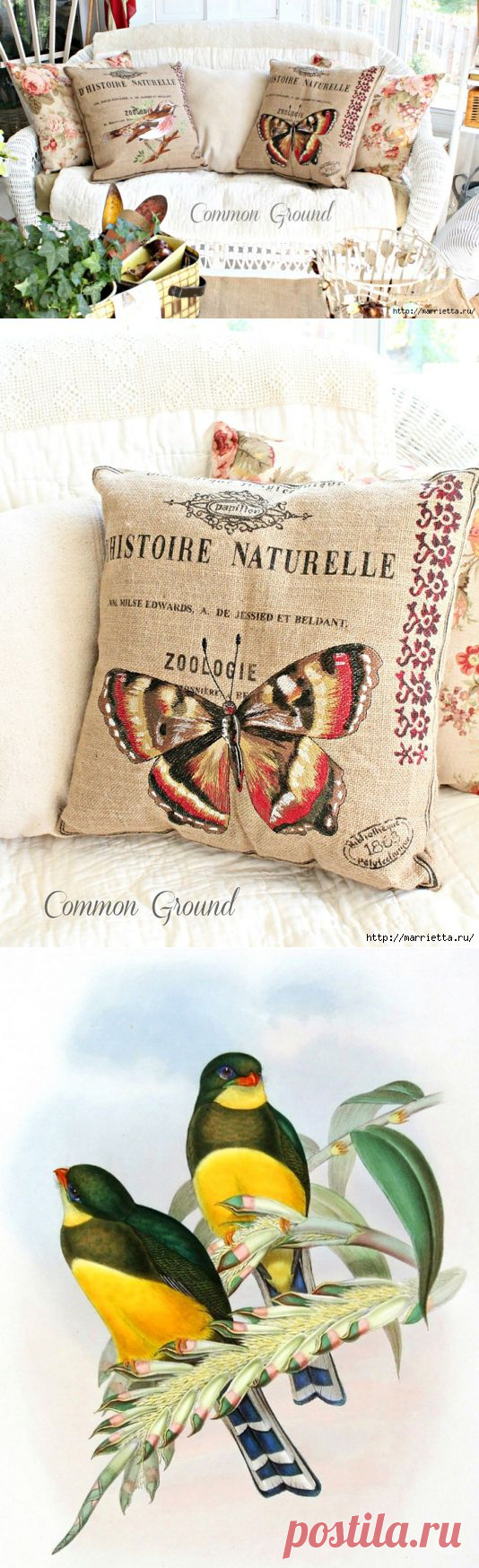 Вышивка на мешковине. Винтажные картинки ПТИЦЫ.