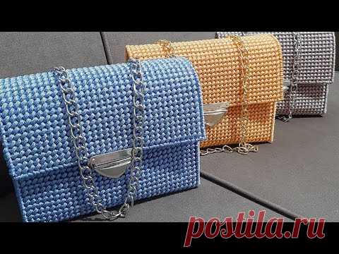 how to make easy bag and nice stitches with plastic canvas شنطة سهل وجميله بالكنفاه البلاستيك