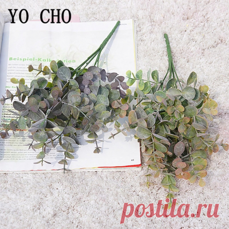 Искусственные листья эвкалипта YO CHO, пластиковые зеленые растения, искусственные листья эвкалипта, украшения «сделай сам» для дома, свадьбы, в стиле леса|Искусственные растения| | АлиЭкспресс