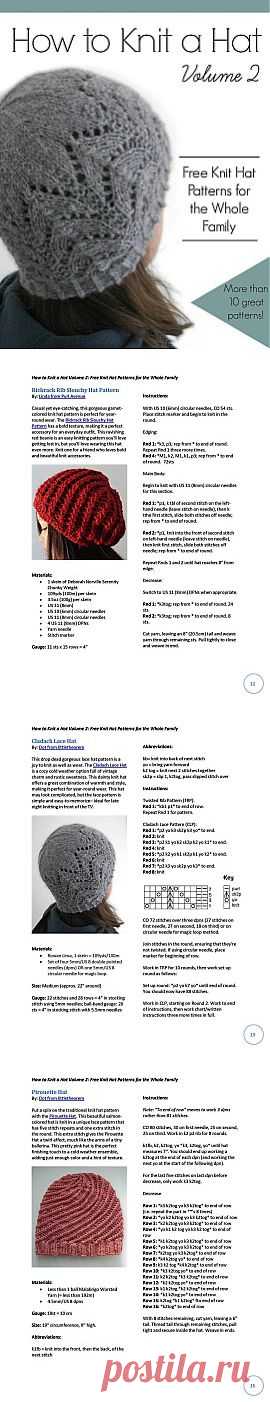 How to Knit a Hat Volume 2. Free Knit Hat Patterns for the Whole Family.