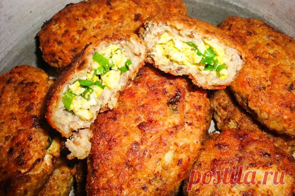 Гречневые зразы с куриным филе,зеленым луком и яйцом...