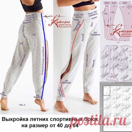 Выкройка летних женских спортивных брюк и как их сшить на средние и большие размеры | Шьем с Верой Ольховской | Яндекс Дзен