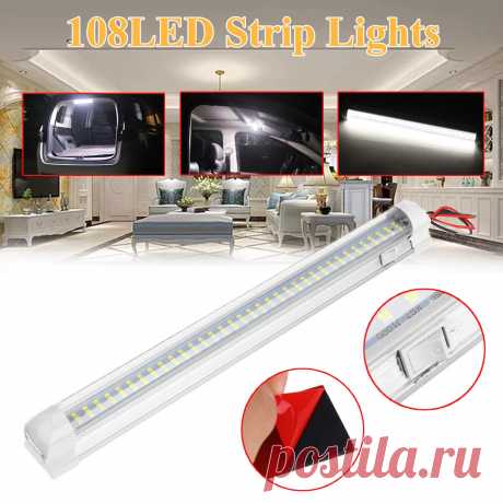 108 led car interior strip lights independent switch caravan truck camper lamp 12v-80v Sale - Banggood.com
