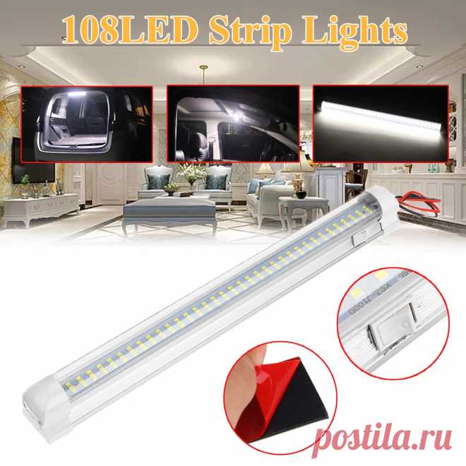 108 led car interior strip lights independent switch caravan truck camper lamp 12v-80v Sale - Banggood.com
