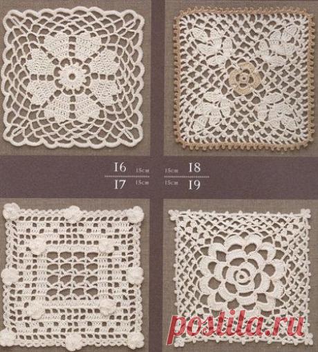 Schémas carrés motifs au crochet