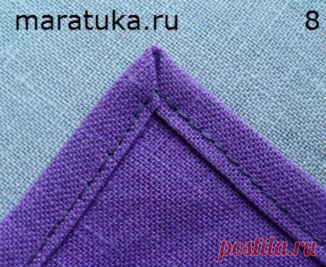 Обработка прямого угла срезов ткани