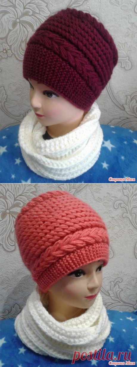 Шапочка с косыми петлями. - Вяжем вместе он-лайн - Страна Мам