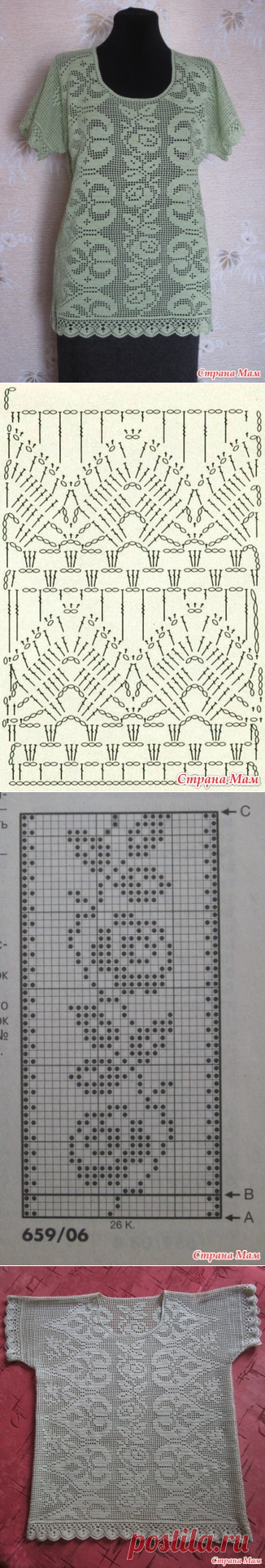 . Туника салатовая филе - Вязание - Страна Мам
