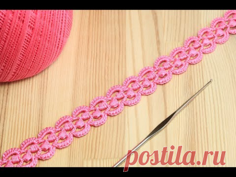 Ленточное кружево с витыми столбиками - вязание крючком - Crochet
