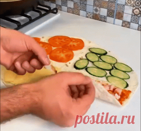 Слоенная пицца из лаваша на завтрак. Быстро, вкусно, необычно