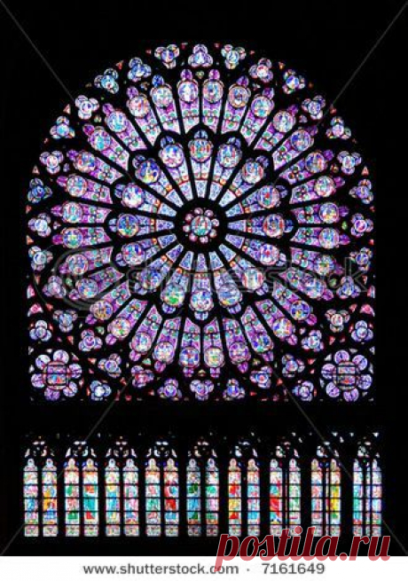 Stained glass window in Notre dame cathedral, Paris, France photo from Shutter Stock  |  Найдено на сайте flickr.com.