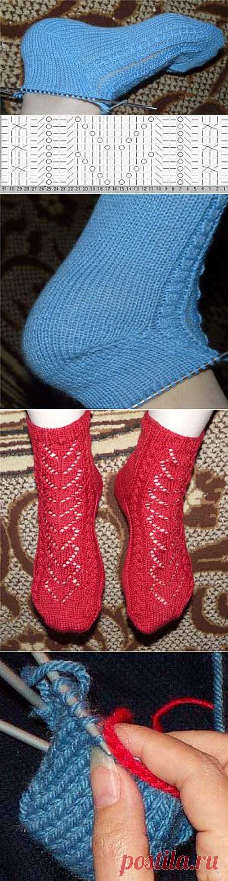 Как связать носочки от мыска+пятка. Фото-МК.