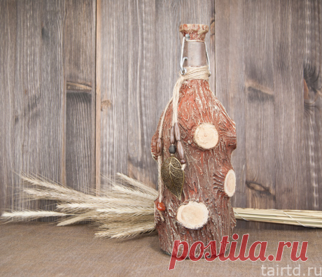 Декор бутылки рельефной пастой
