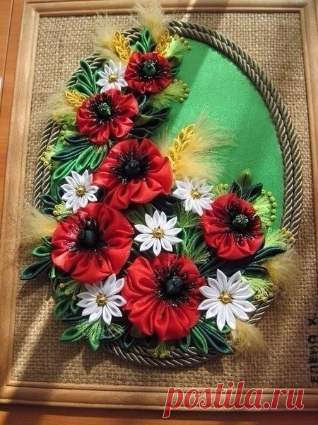 Вышитые картины в технике канзаши