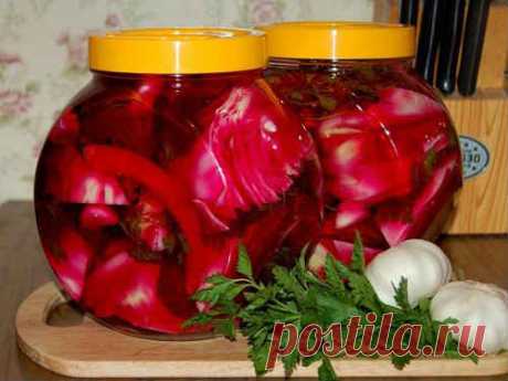 Капуста со свеклой в банках крупными кусками - рецепты на зиму