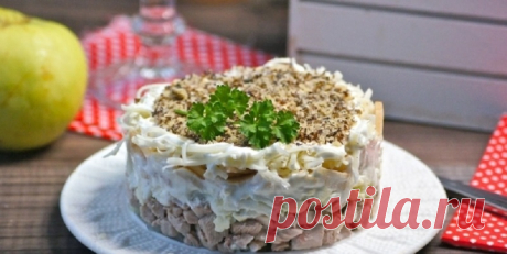 Вкусный салат «Анютка» для любого застолья: просто и быстро На днях искала рецепты закусок, подготавливаюсь к Новому году – хочу что-то новенькое приготовить, а то
