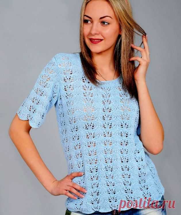 Вяжем топ небесно-голубого цвета спицами на лето | | Вязаный смак! | Пульс Mail.ru